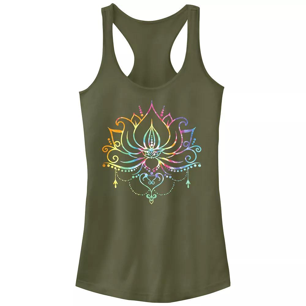 Juniors' Radial Tie-Dye Lotus Bloom Graphic Tank Top, Girl's, Size: XS, Blue Product Image