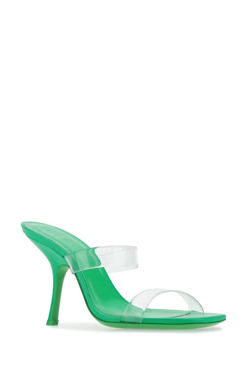 BY FAR Green Leather Clara Sandals Product Image