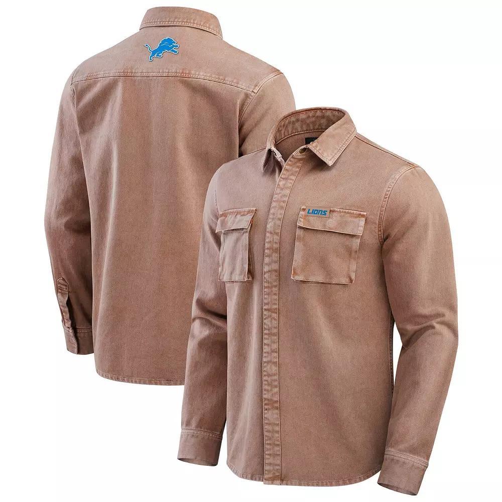 Men's Darius Rucker Collection by Fanatics Brown New England Patriots Garment Dyed Long Sleeve Full Snap Shirt, Size: 3XL Product Image