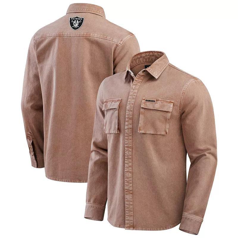 Men's Darius Rucker Collection by Fanatics Brown New England Patriots Garment Dyed Long Sleeve Full Snap Shirt, Size: 3XL Product Image