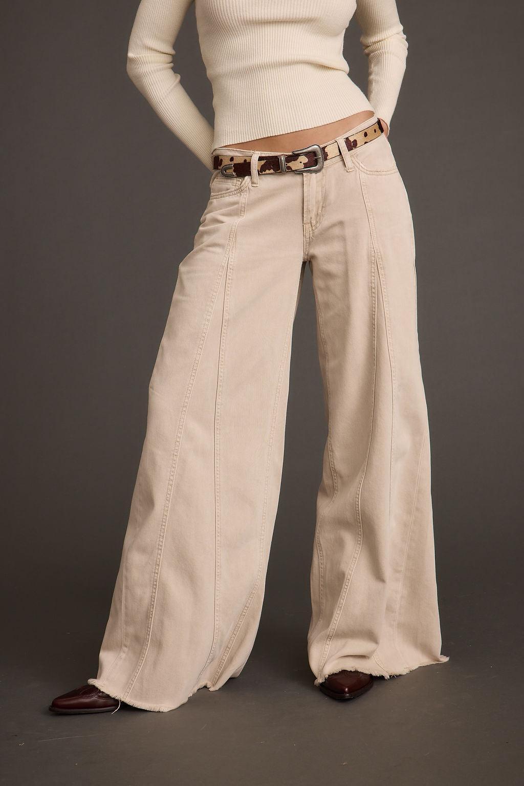 Sierra Beige Low Rise Wide Leg Jean Product Image