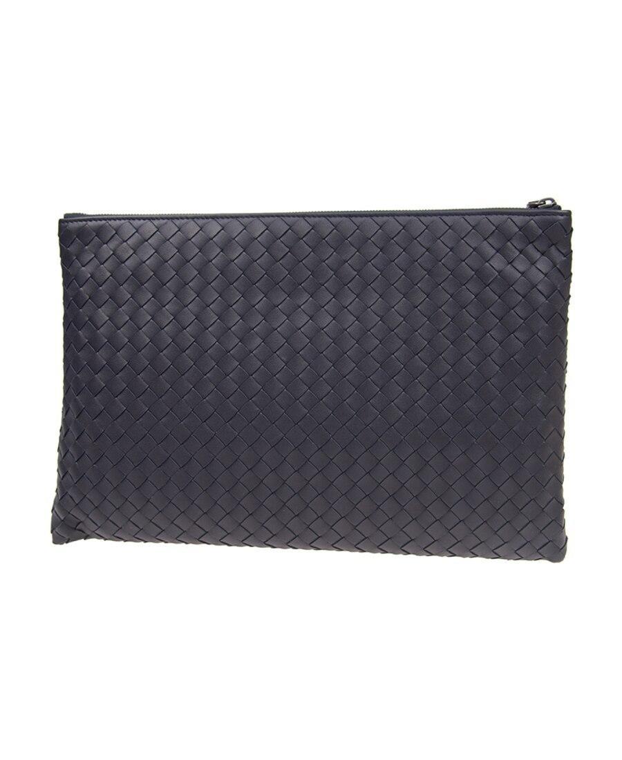 BOTTEGA VENETA Intrecciato Leather Wash Bag In Blue Product Image