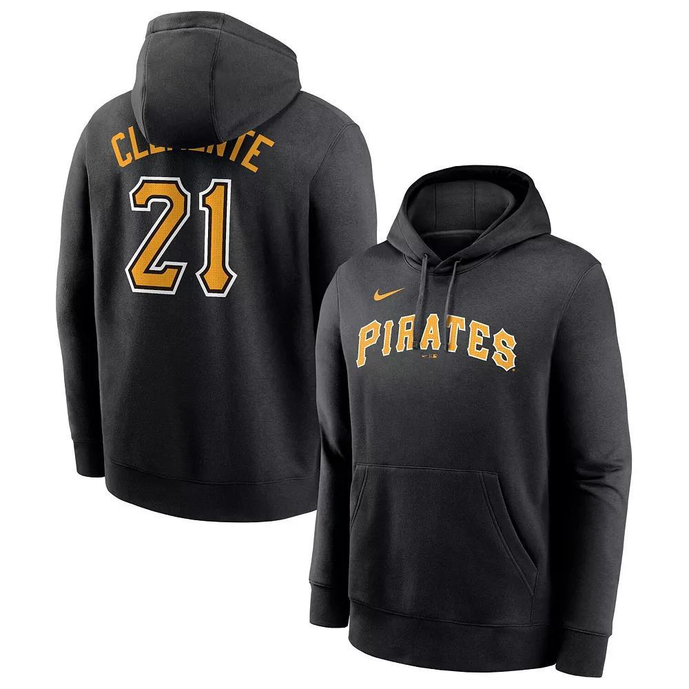 Men's Nike Roberto Clemente Black Pittsburgh Pirates Player Name & Number Club Pullover Hoodie, Size: Small Product Image