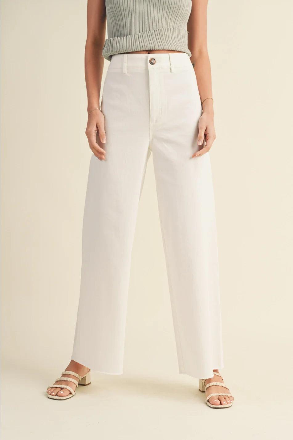 High Waist Wide Leg Cotton Pant Product Image