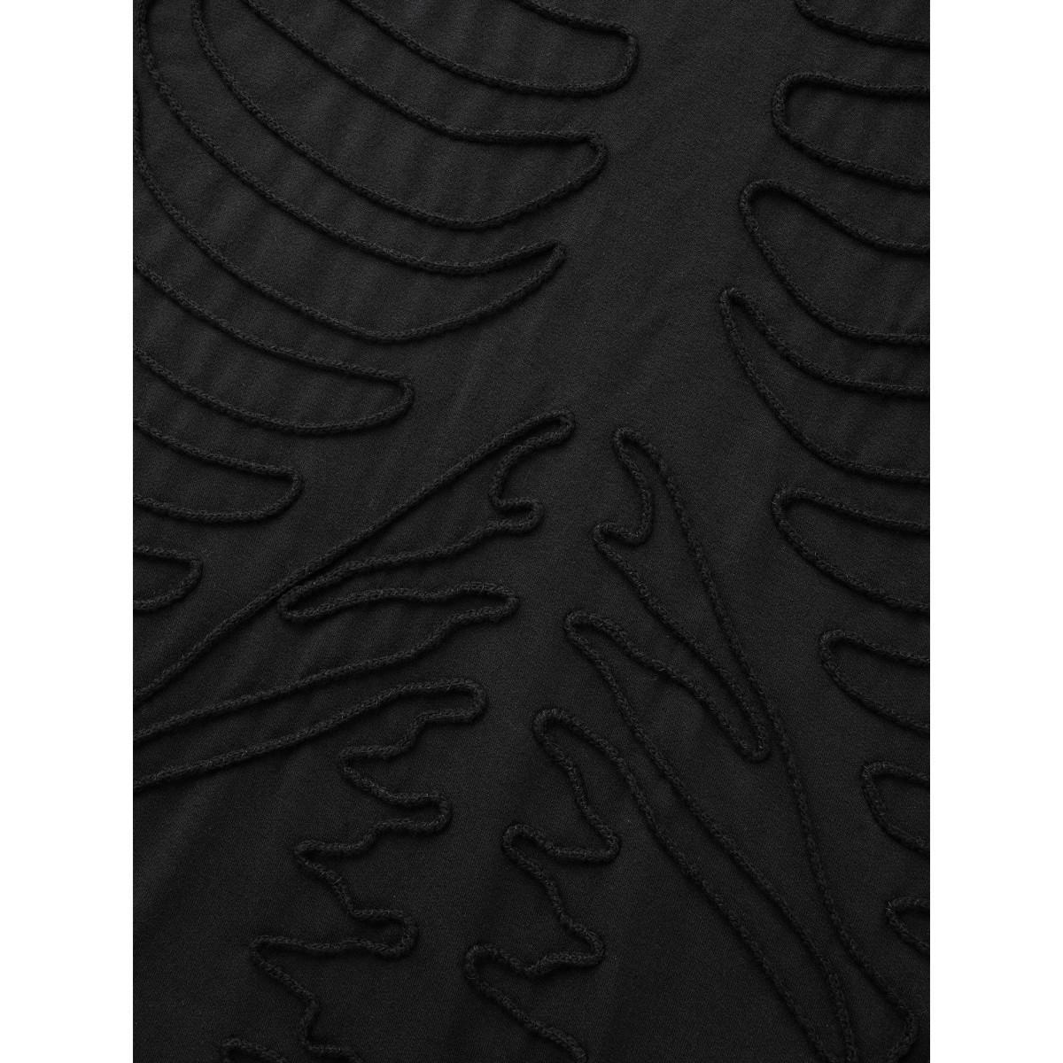 Plus Size Skeleton Embroidered Crew Neck Sweatshirt Women Black Casual Patchwork Loose Round Neck Everyday Sweatshirts BloomChic 28/5X Product Image