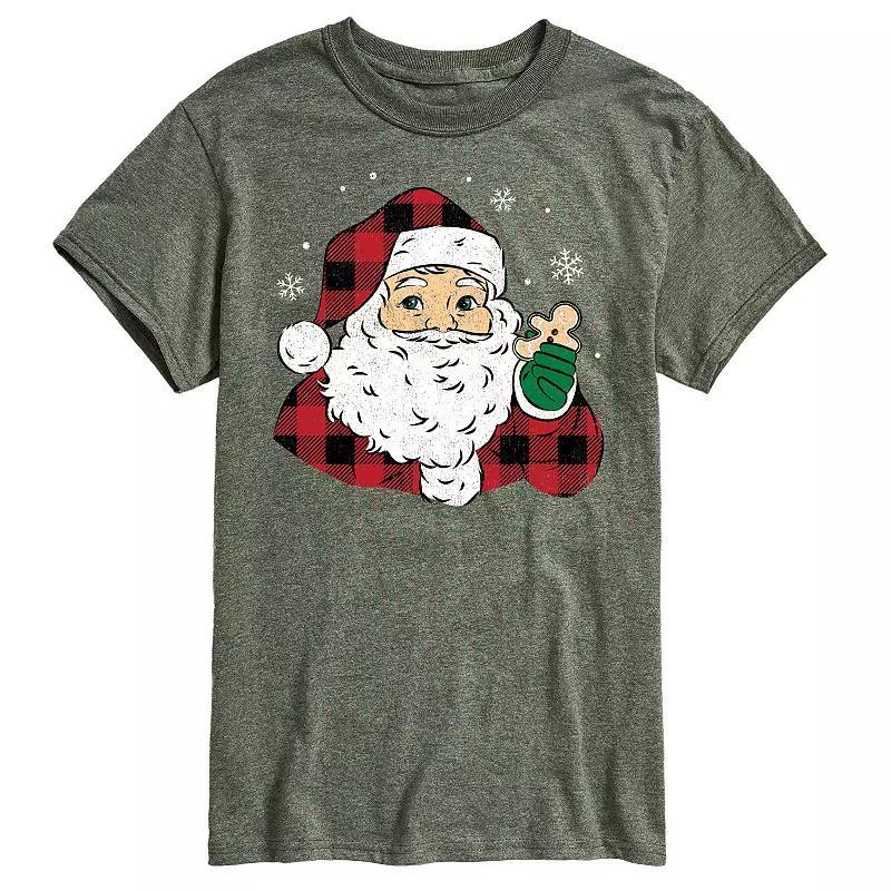 Men's Vintage Santa Plaid Cookie Graphic Tee, Size: XL, Black Product Image