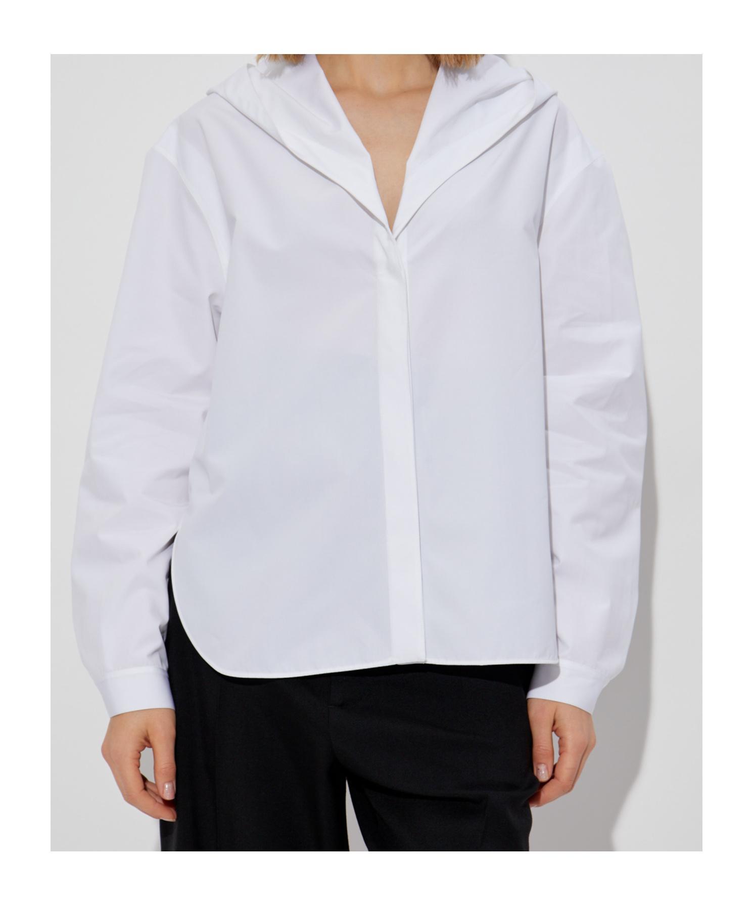 ALAÏA Hooded Cotton-poplin Blouse In White Product Image
