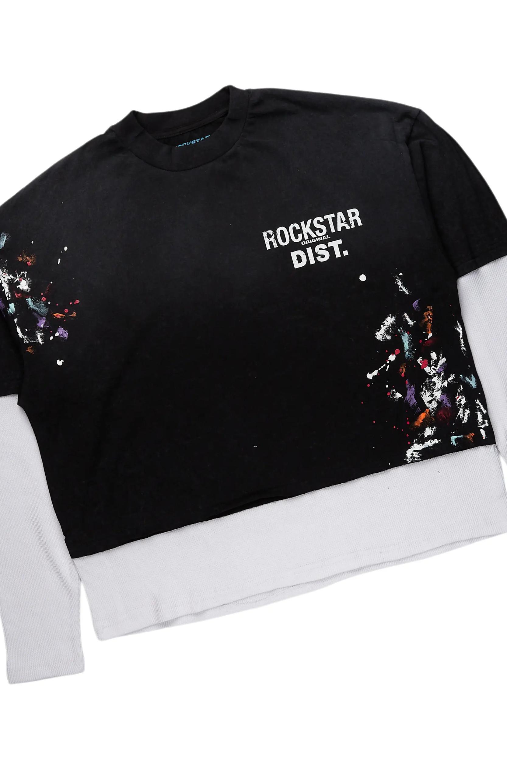 Darien Black Double Layer T-Shirt Short Set Male Product Image
