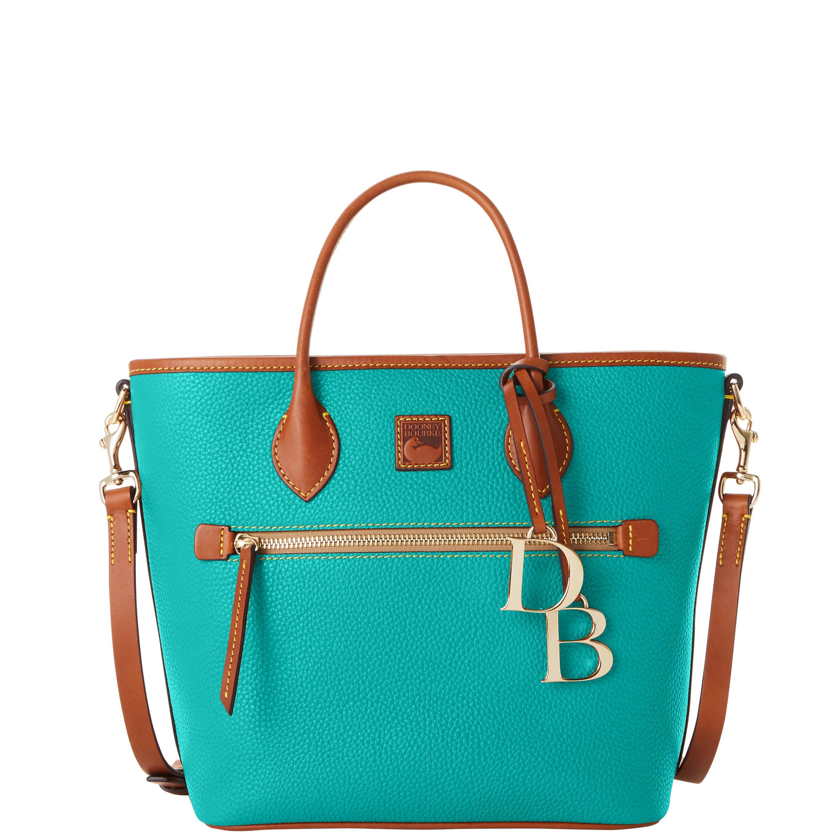 Dooney & Bourke Womens Pebble Grain Handle Leather Tote Shopping Bag in Black Product Image