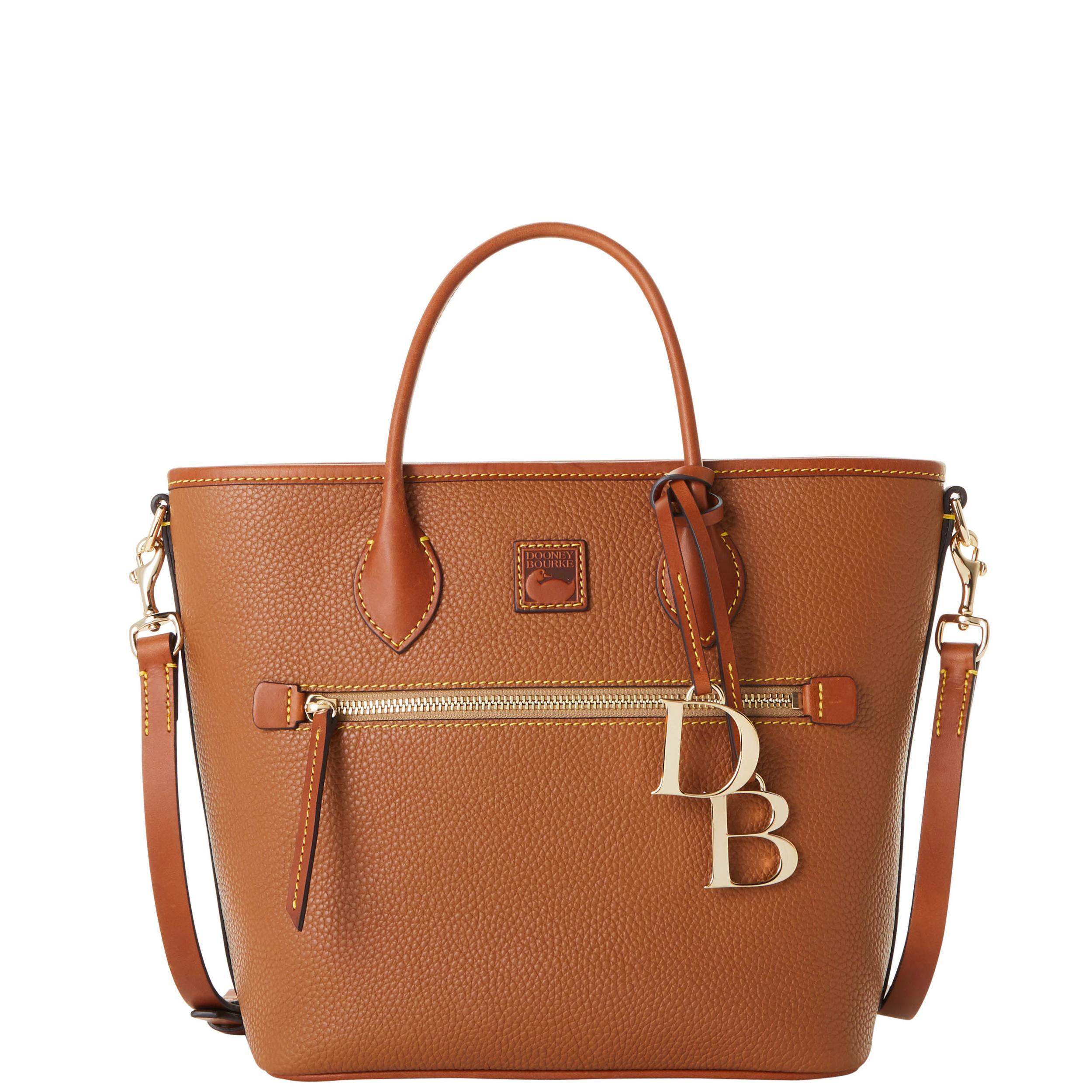 Dooney & Bourke Womens Pebble Grain Handle Leather Tote Shopping Bag in Black Product Image