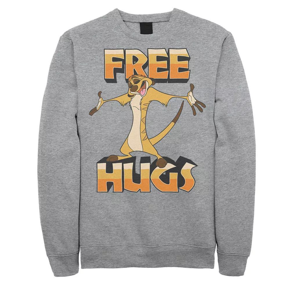 Disneys The Lion King Timon Mens Free Hugs Sweatshirt Athletic Grey Product Image
