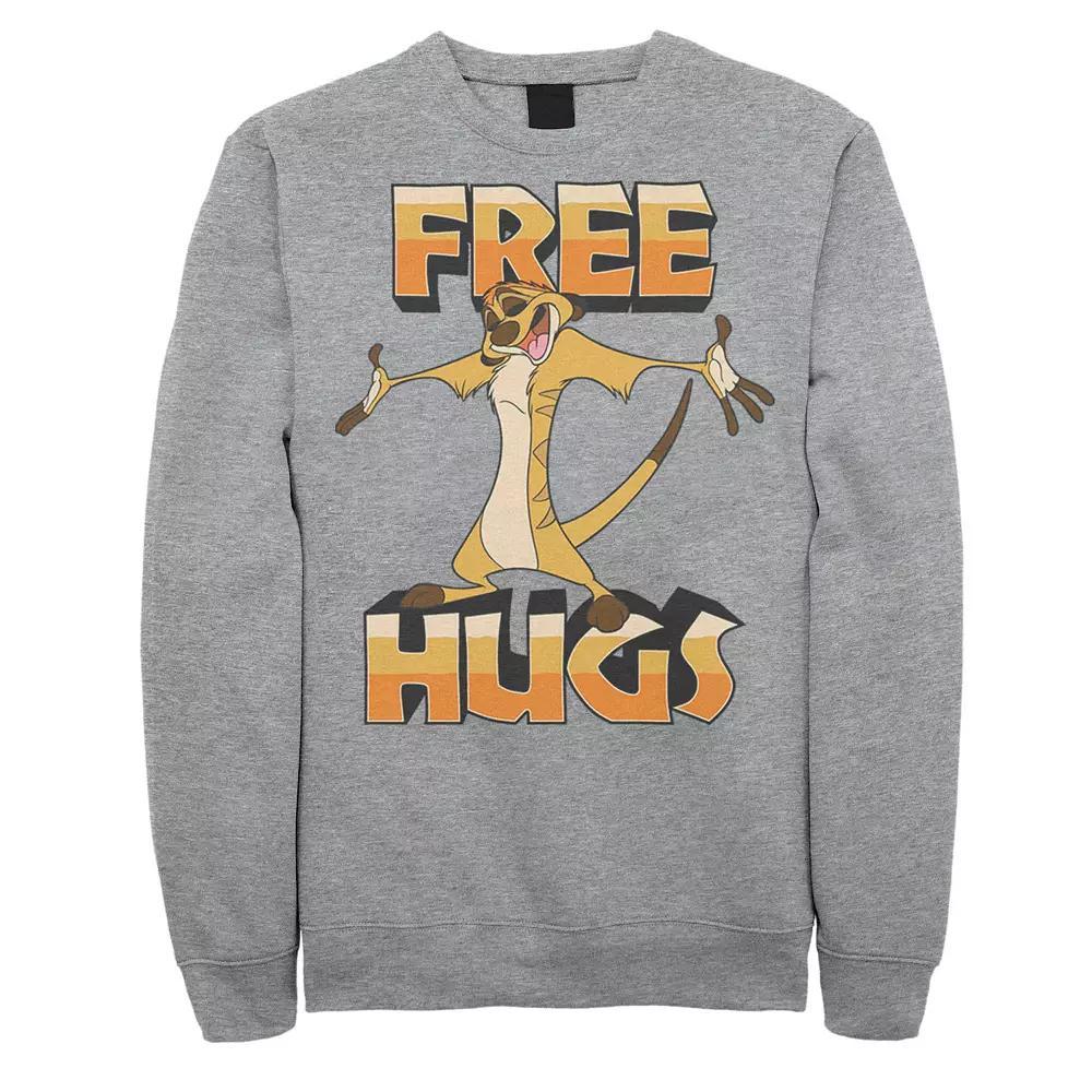 Disneys The Lion King Timon Mens Free Hugs Sweatshirt Athletic Grey Product Image