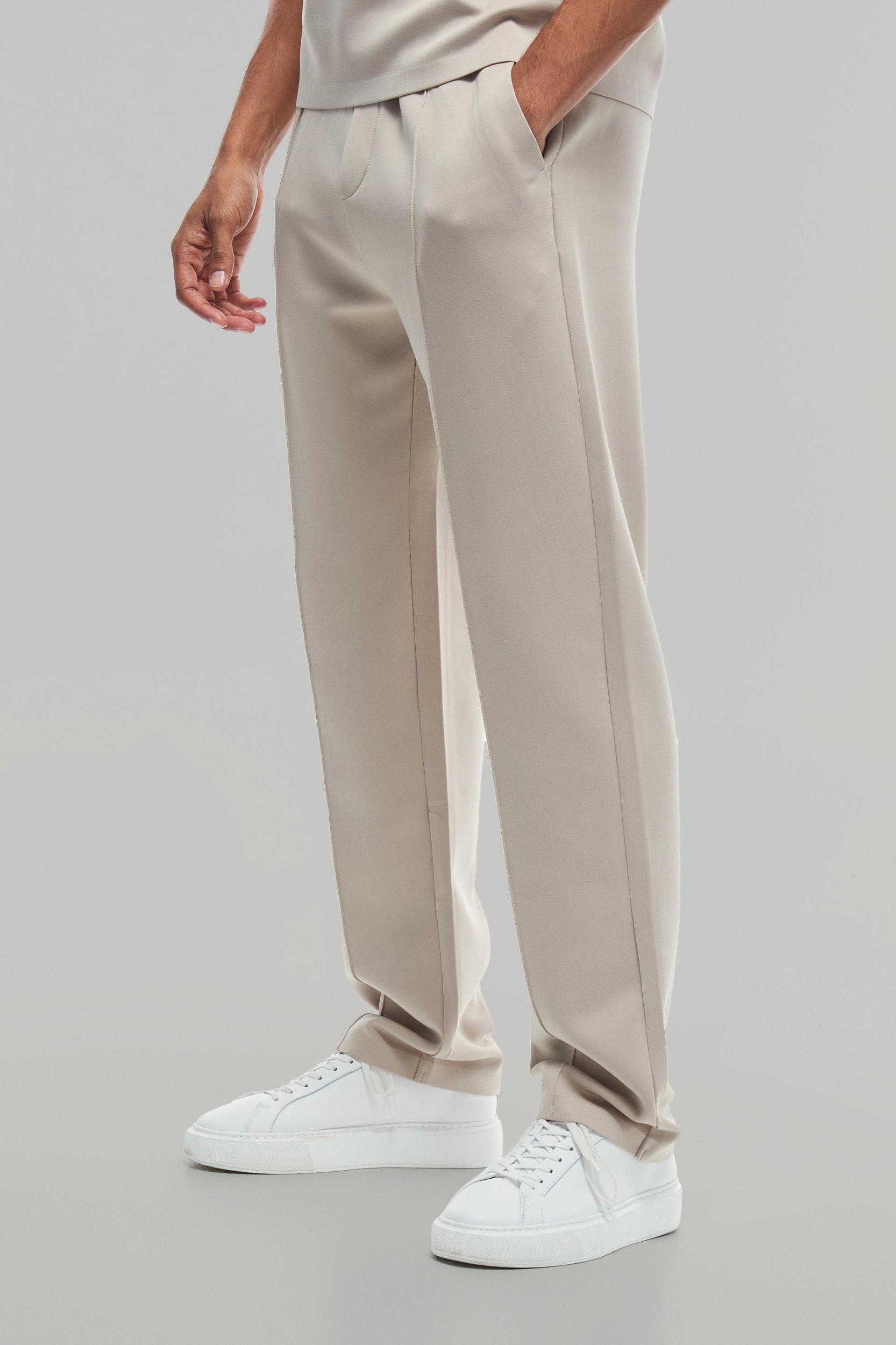 Mens Regular Fit Premium Scuba Pintuck Sweatpants - Beige Product Image