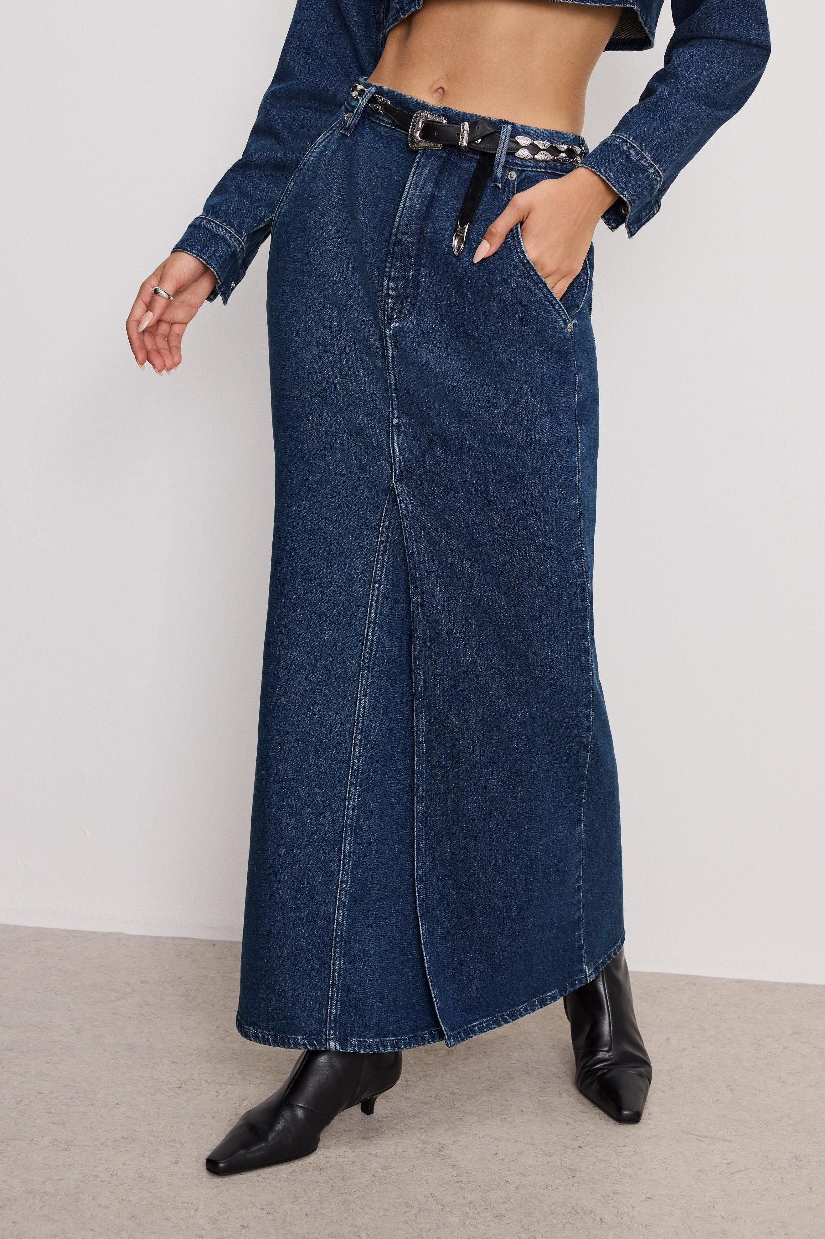 DENIM MAXI SKIRT | INDIGO724 Product Image