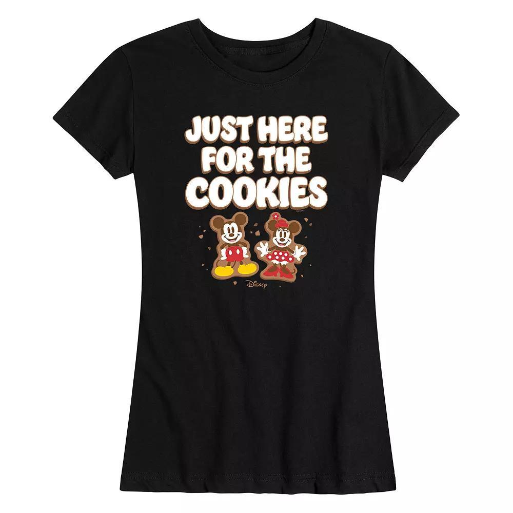 Disneys Mickey & Minnie Mouse Womens Just Here For The Cookies Graphic Tee, Girls Product Image