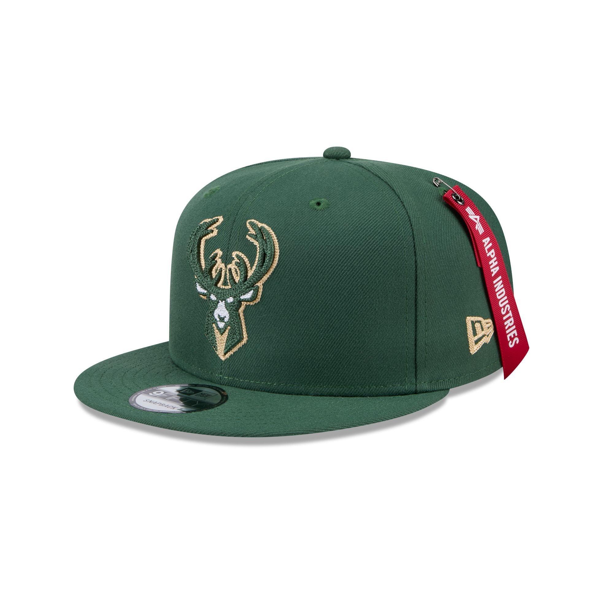 Alpha Industries x Milwaukee Bucks Green 9FIFTY Snapback Hat Male Product Image