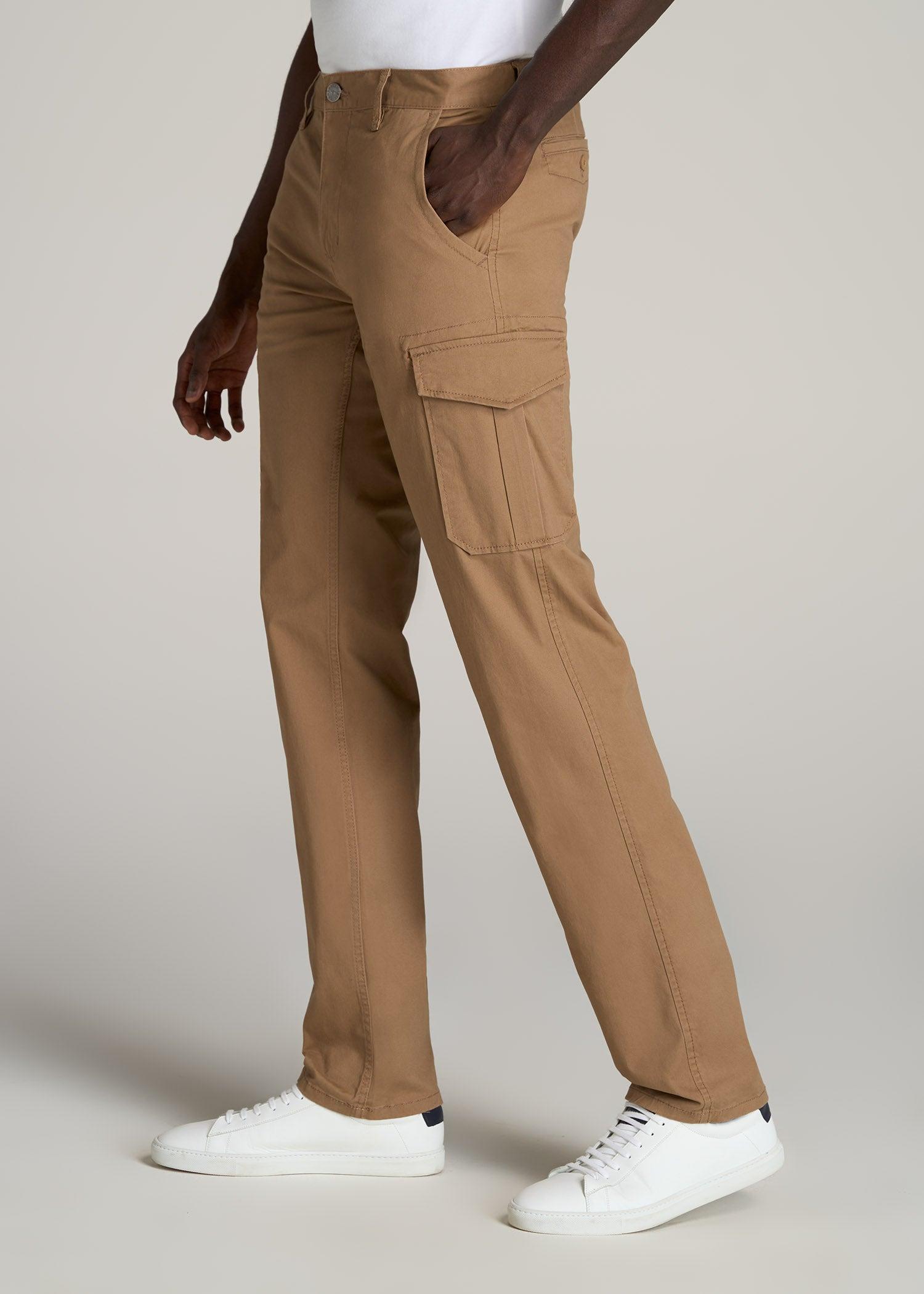 Stretch Twill SLIM-FIT Cargo Pants for Tall Men in Russet Brown Product Image