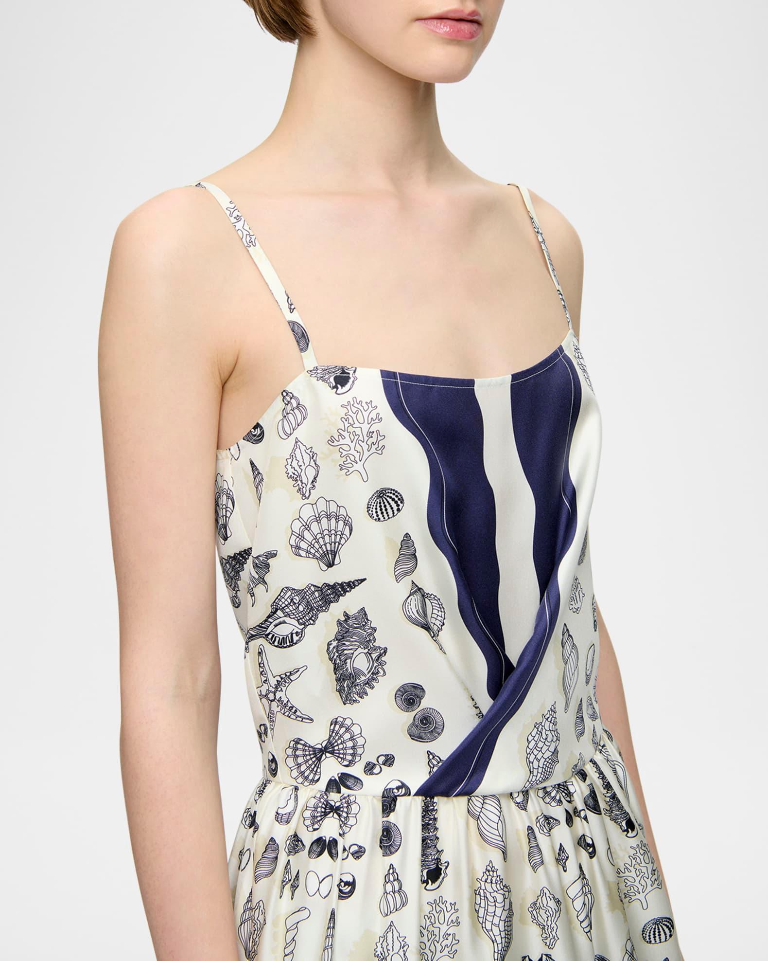 Samantha Seashell-Print Silk Midi Dress Product Image