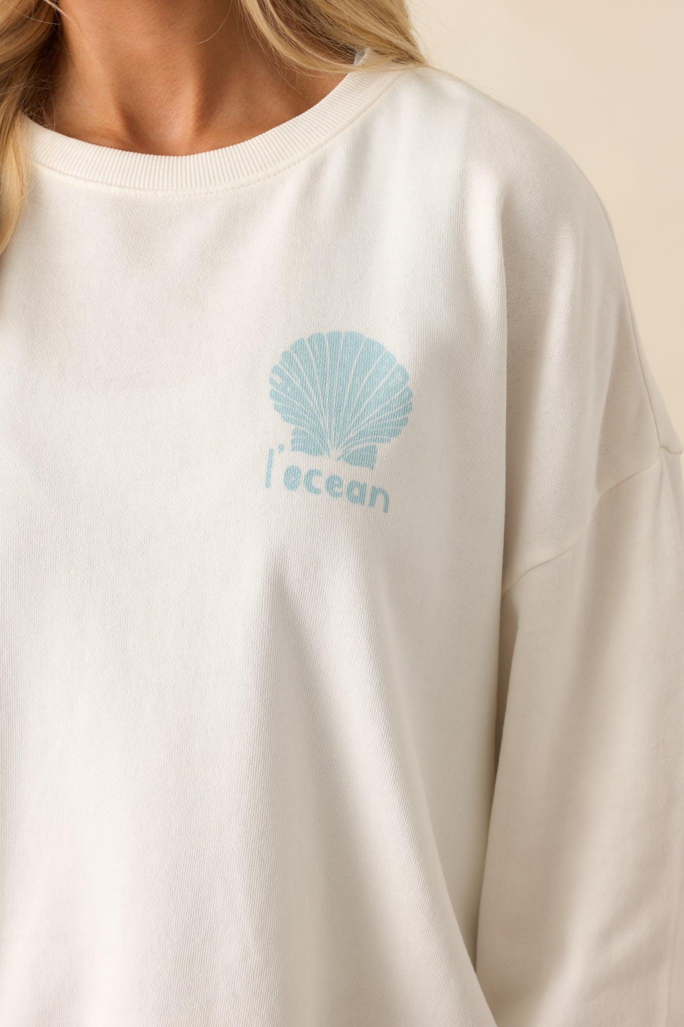 Z Supply Sea Salt Ivory L'Ocean Sunday Sweatshirt Product Image