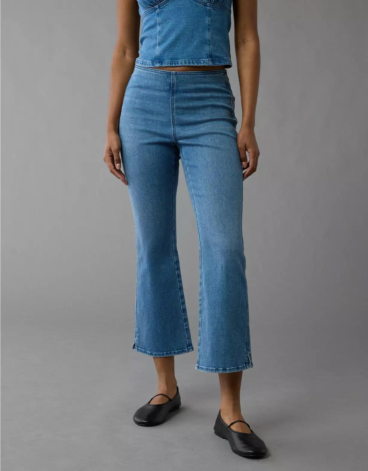 AE Luxe Pull-On High-Waisted Kick Bootcut Crop Jean Product Image