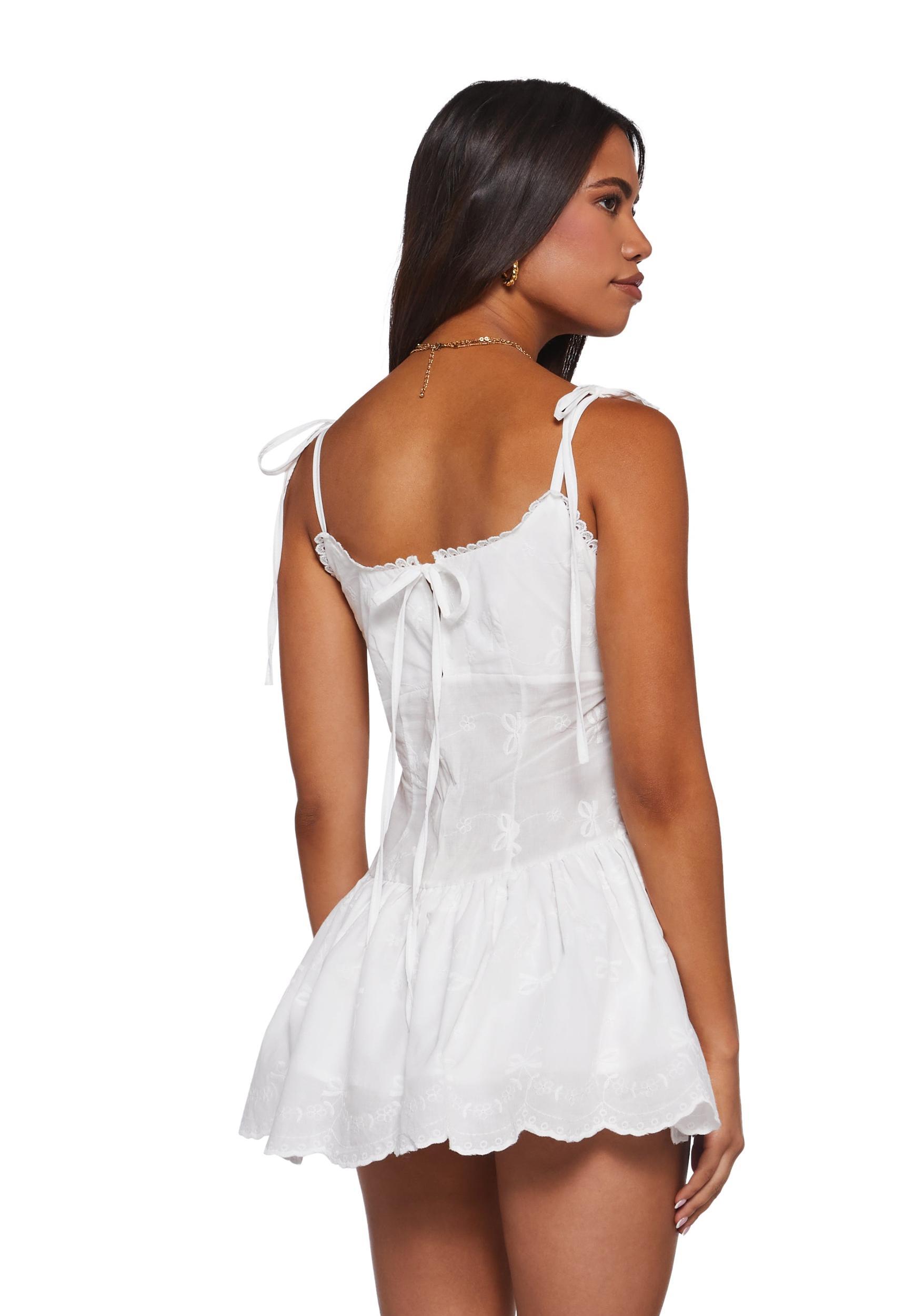 Womens Summer Eyelet Mini Dress - White Product Image