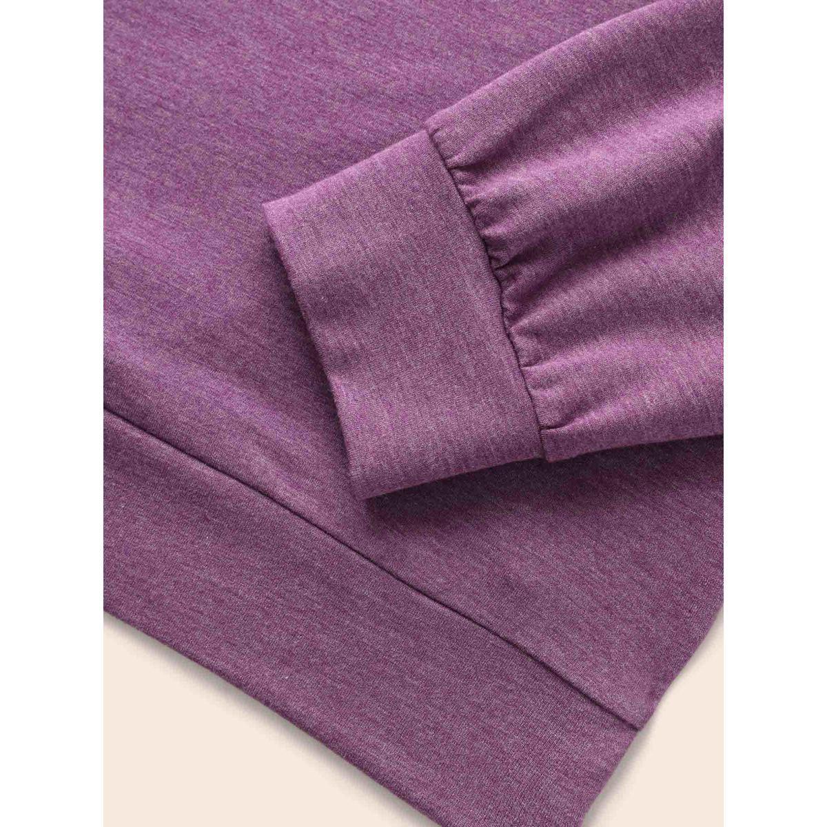 Plus Size Solid Heather Raglan Sleeve Pleated Sweatshirt Women Deeppurplered Casual Pleated Round Neck Everyday Sweatshirts BloomChic 26/4X Product Image