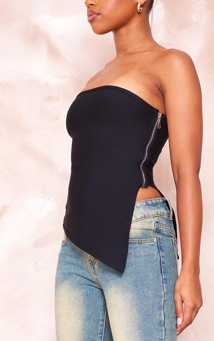 Black Bandage Split Asymmetric Hem Bandeau Long Top Product Image