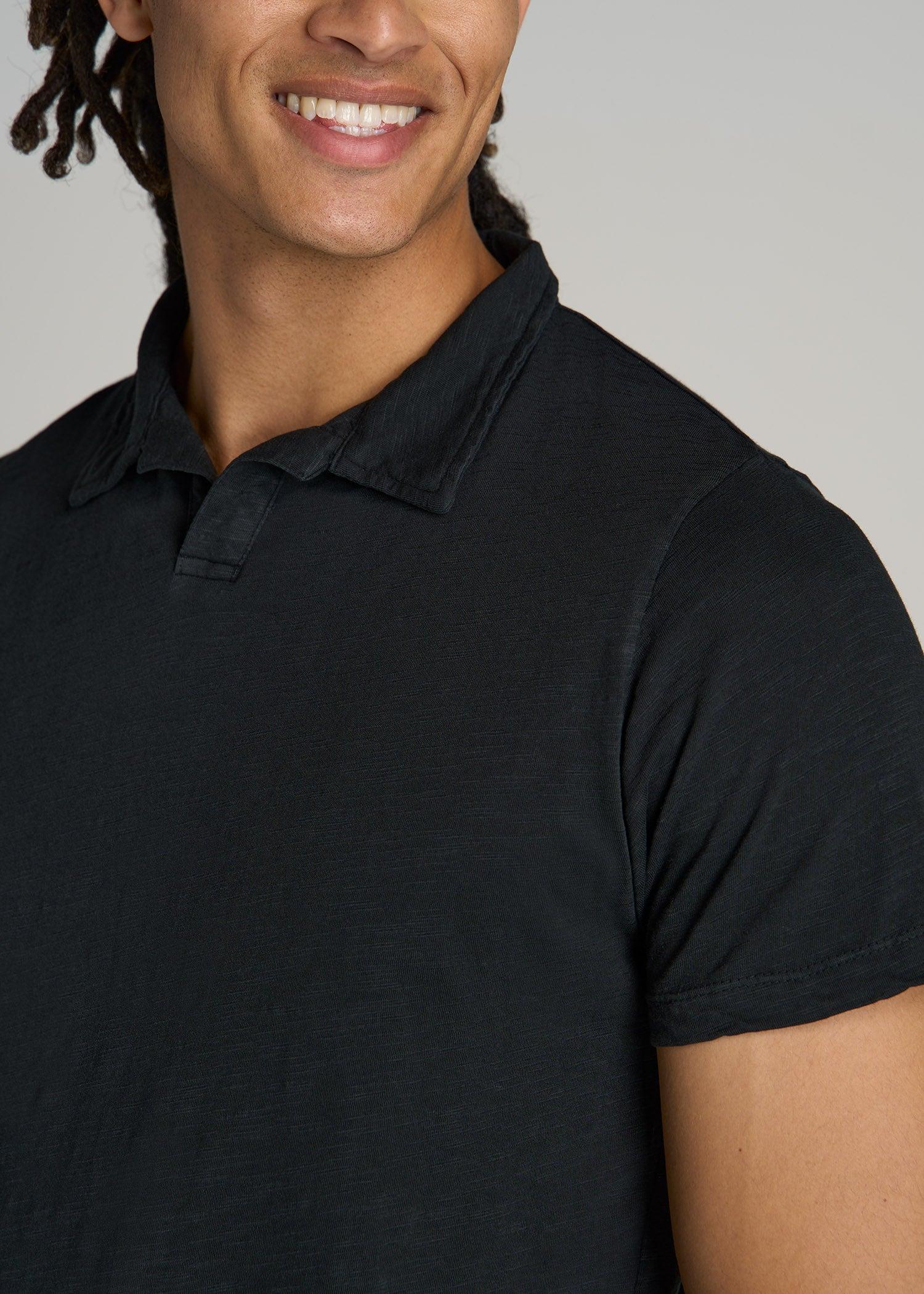 Slub Men's Tall Polo Shirt in Black Male Product Image