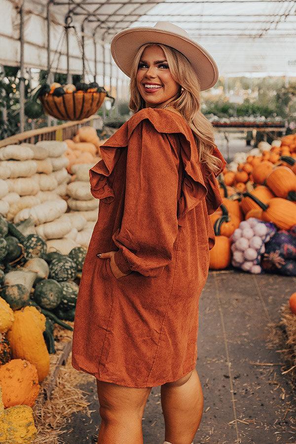 Boston Chill Corduroy Dress in Rust Curves Product Image
