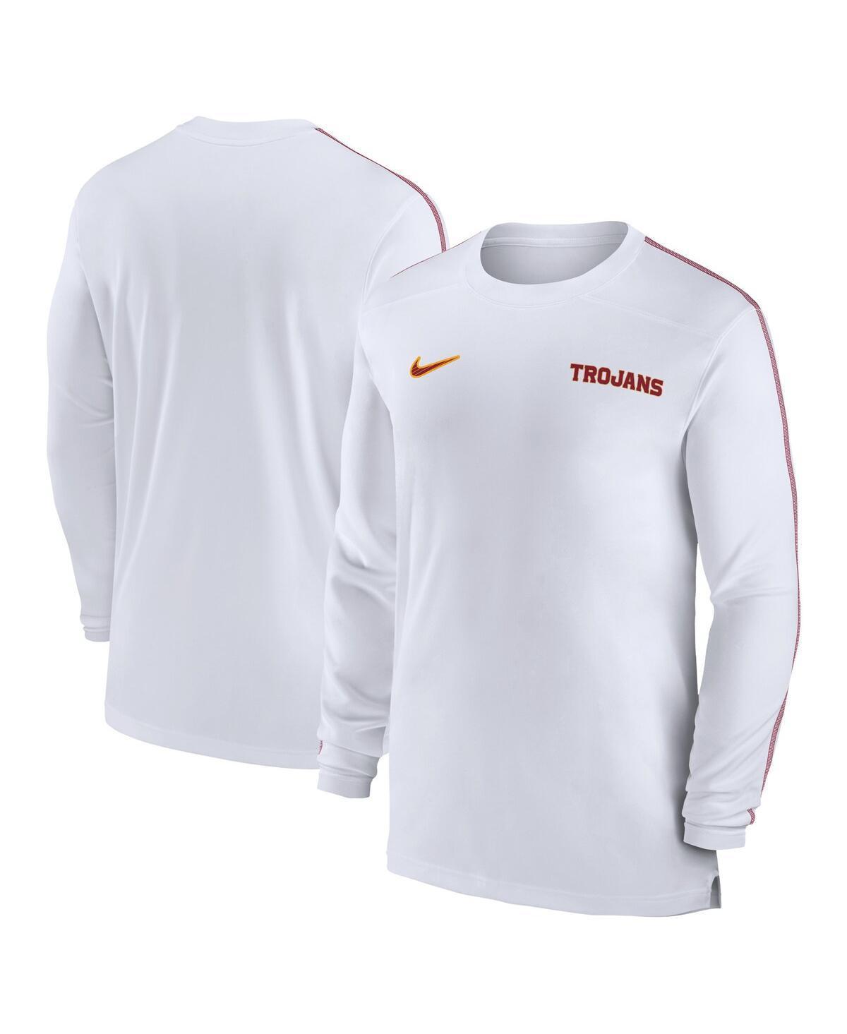 Men's Nike White USC Trojans 2024 Sideline Coach UV Performance Long Sleeve T-Shirt, Size: 2XL Product Image