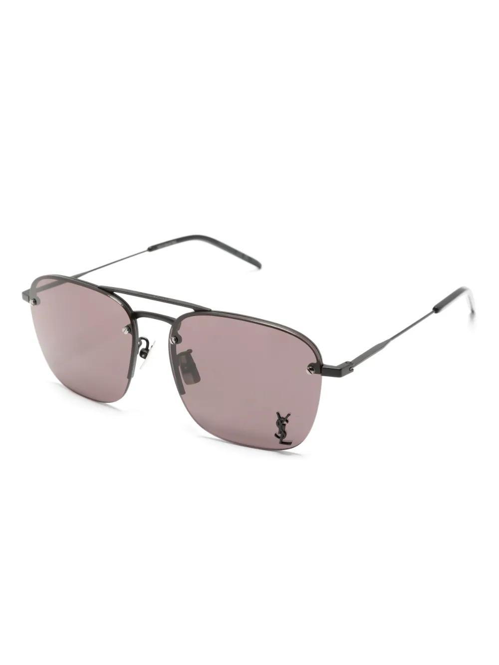 SAINT LAURENT Logo-plaque Square Sunglasses In Schwarz Product Image