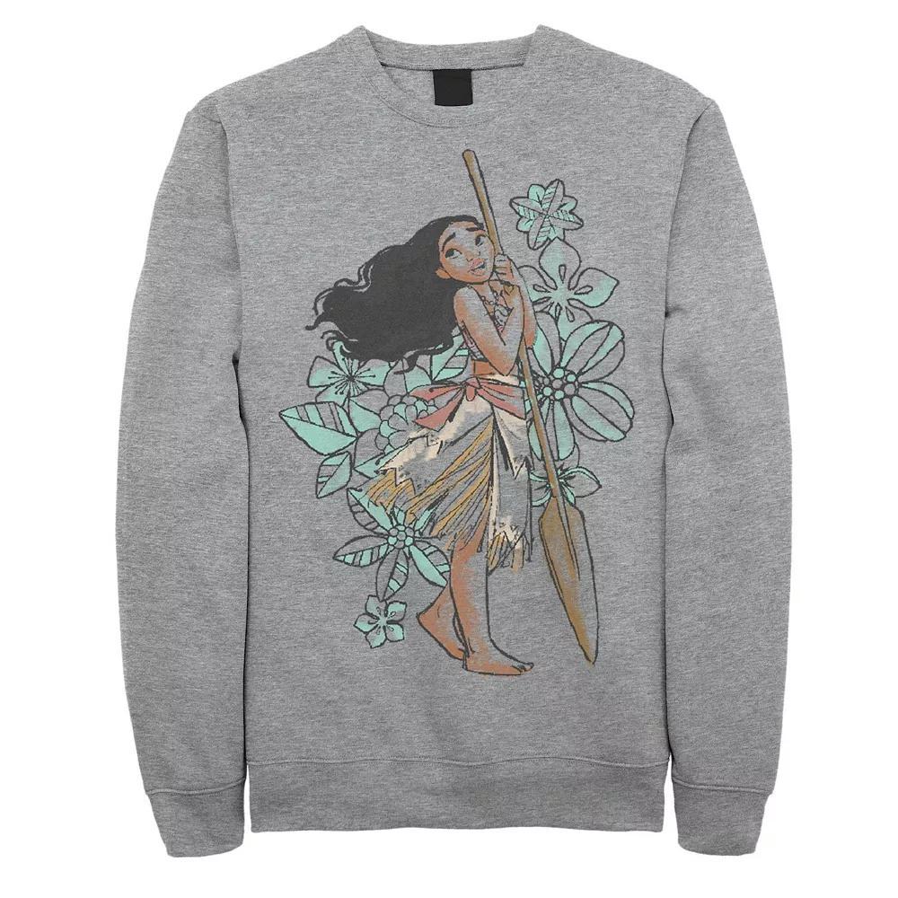 Disney's Moana Men's Leaning On A Paddle Sketchy Style Sweatshirt, Size: 3XL, Athletic Grey Product Image