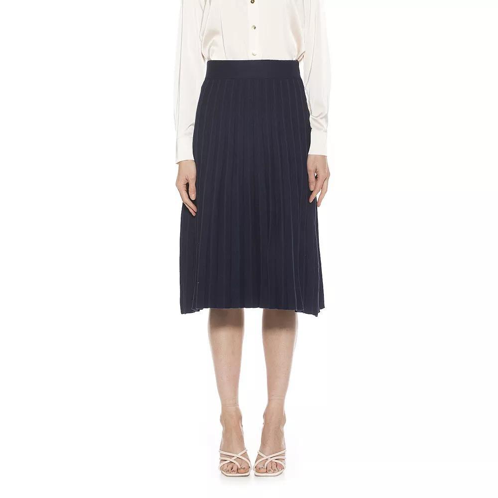Women's ALEXIA ADMOR Eliza Pleated Knit Skirt, Size: XL, Blue Product Image