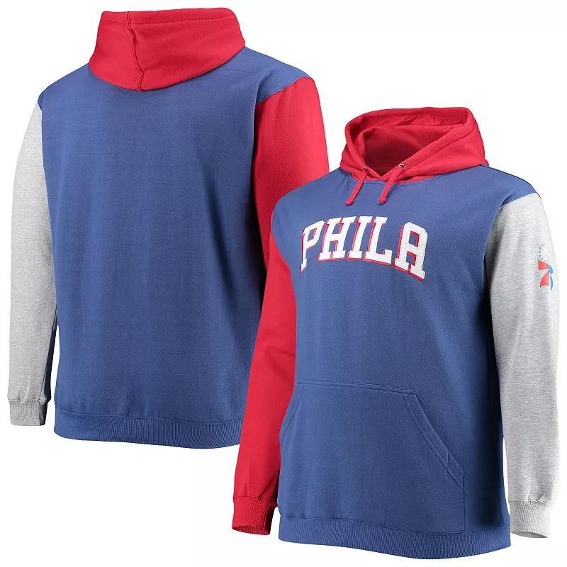 Men's Fanatics Branded Royal/Red Philadelphia 76ers Big & Tall Double Contrast Pullover Hoodie, Size: 4XB, 76r Blue Product Image
