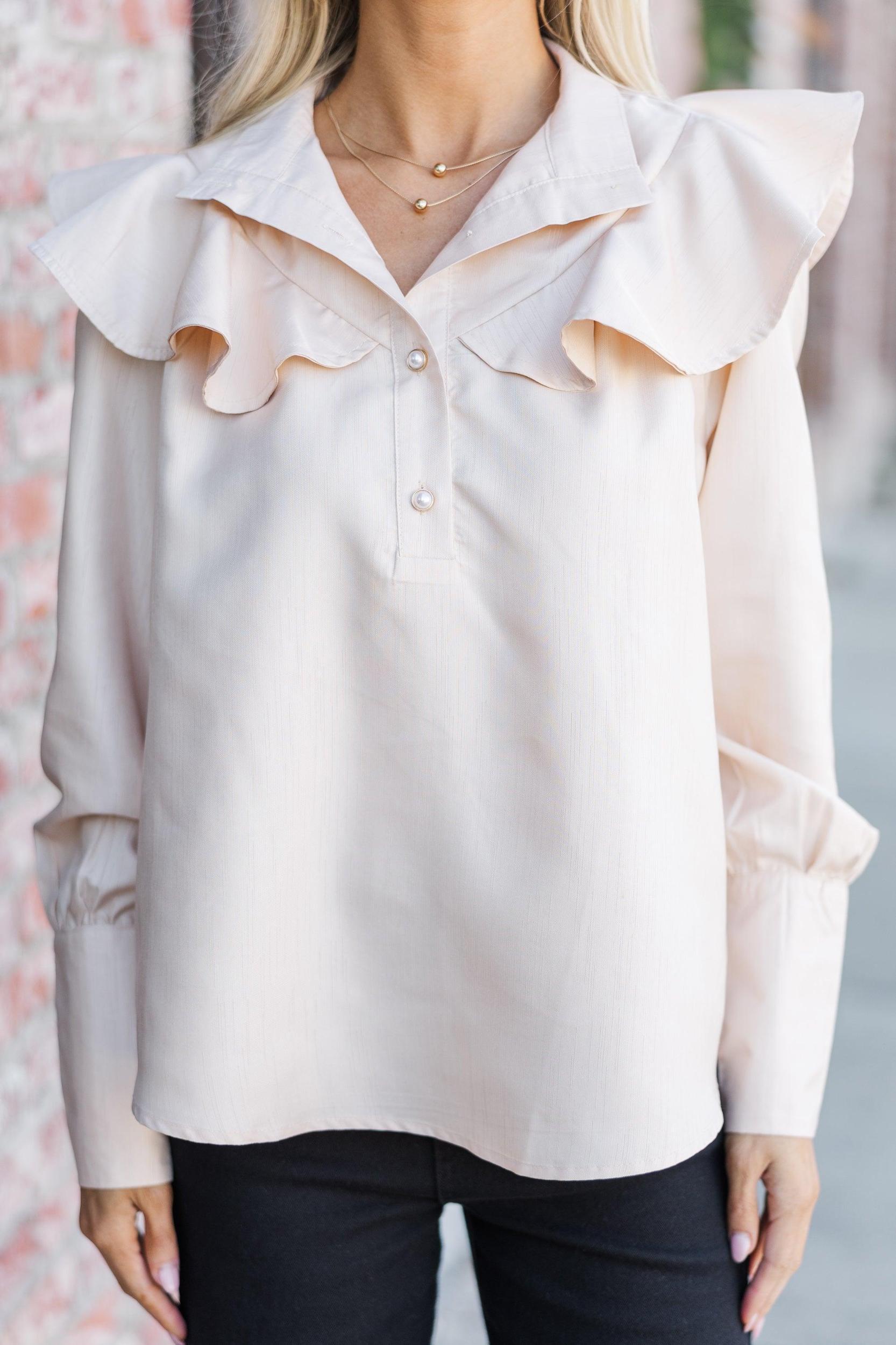 Take A Stand Champagne Ruffled Blouse Female Product Image