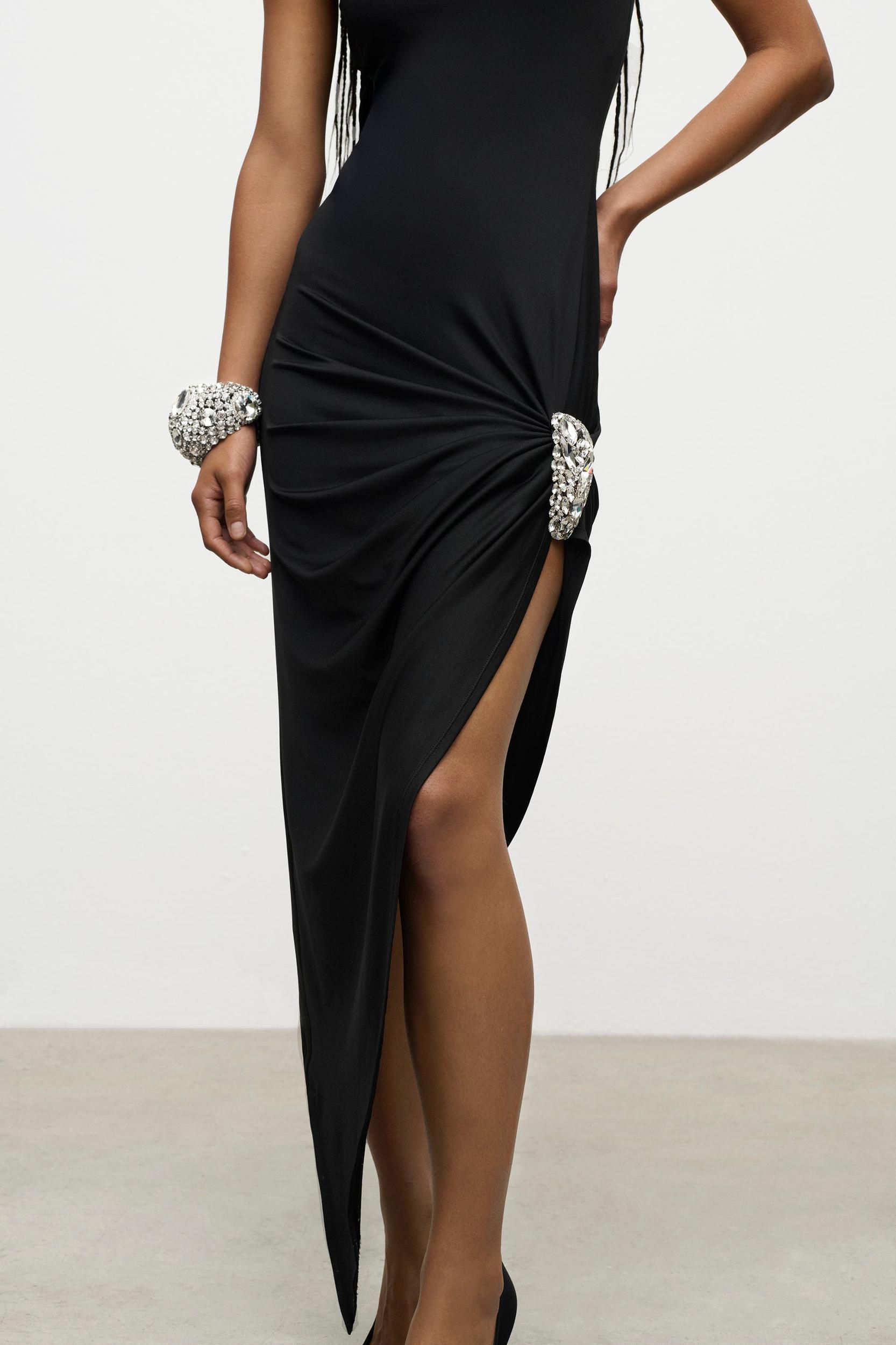 Crystal Cluster Draped Midi Dress Product Image