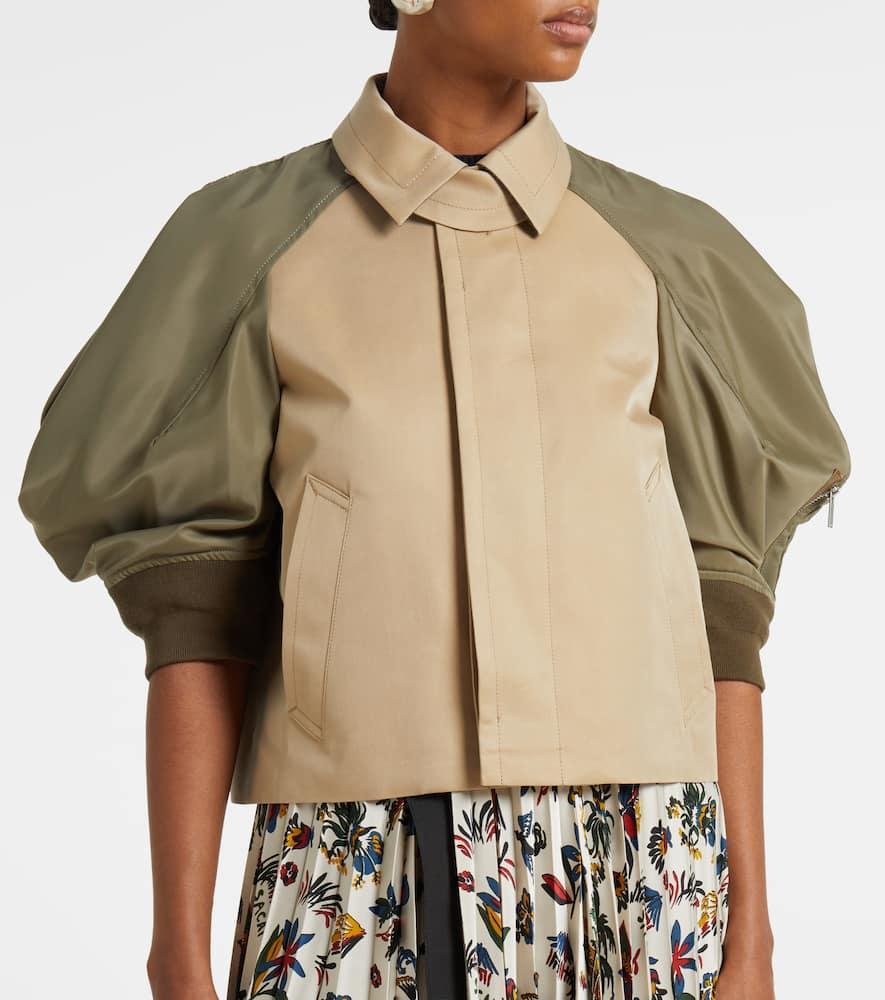 SACAI Paneled Cotton-blend Jacket In Beige Product Image