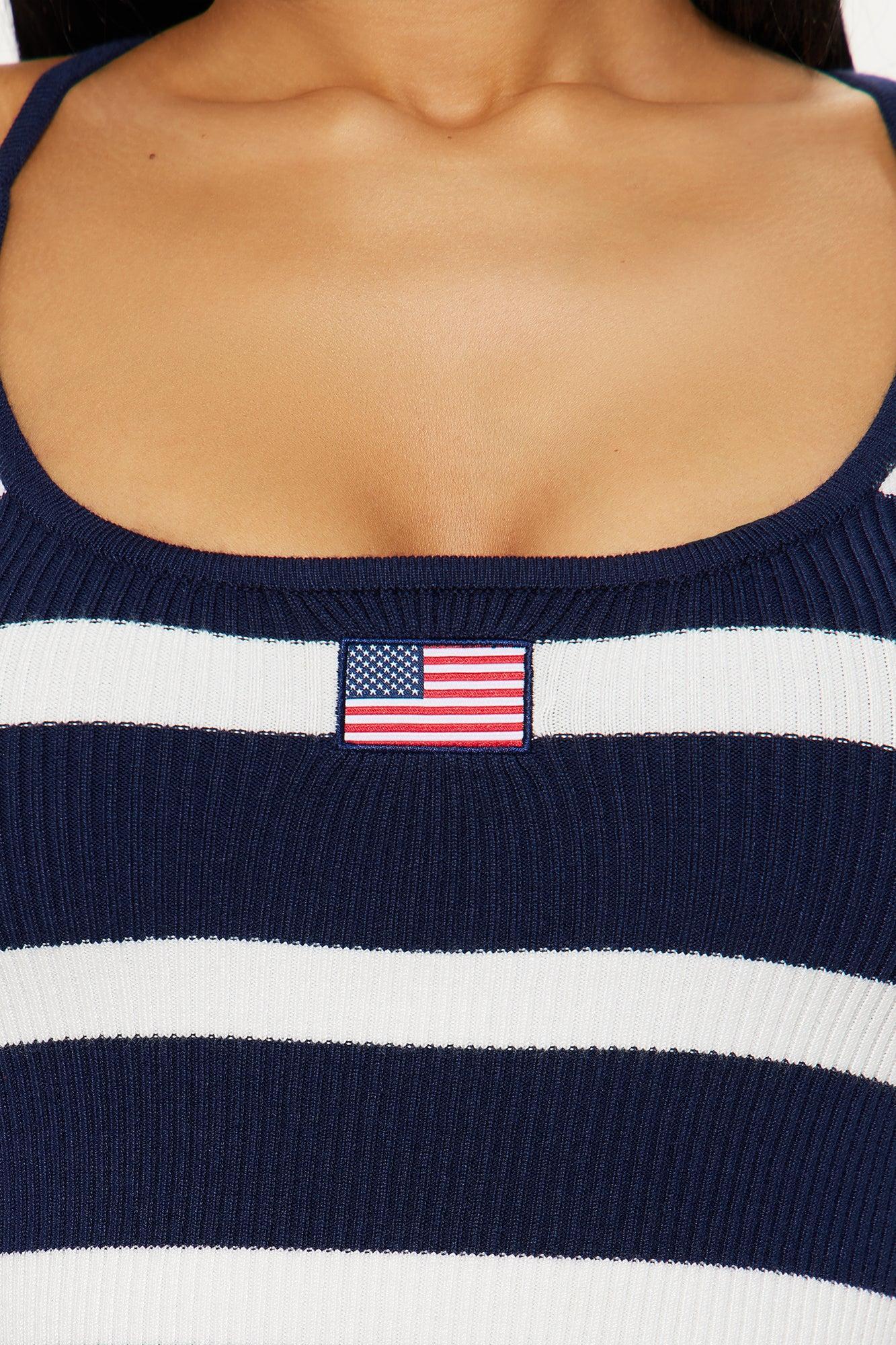 Made In The USA Striped Sweater Top - Navy/combo Product Image
