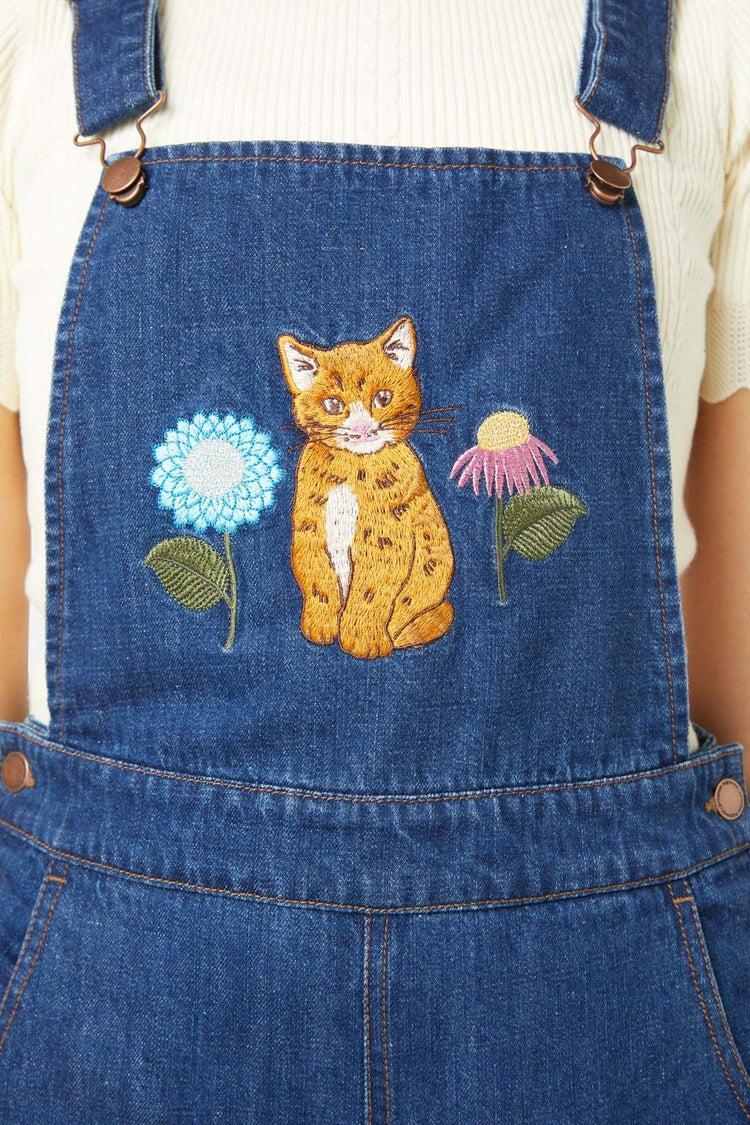 Cat Embroidered Overall Product Image