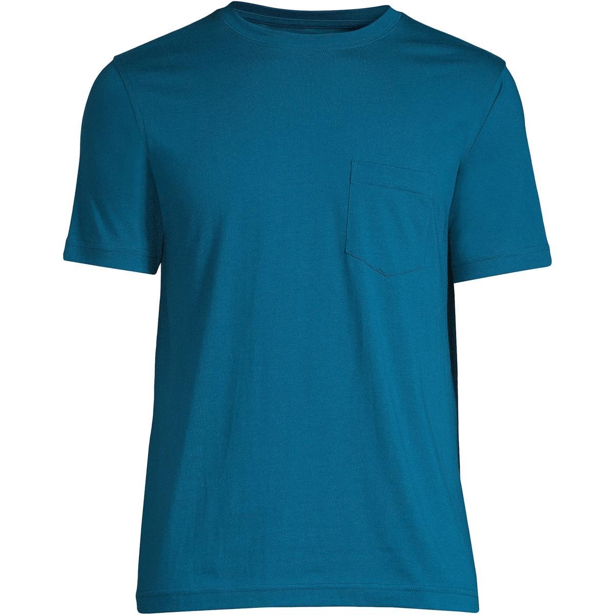 Big & Tall Lands End Supima Pocket Tee, Mens Radiant Blue Product Image