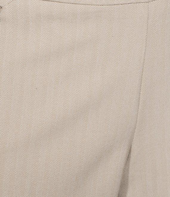 Investments Petite Taupe Herringbone PARK AVE fit Pull-On Straight Leg Pants Product Image