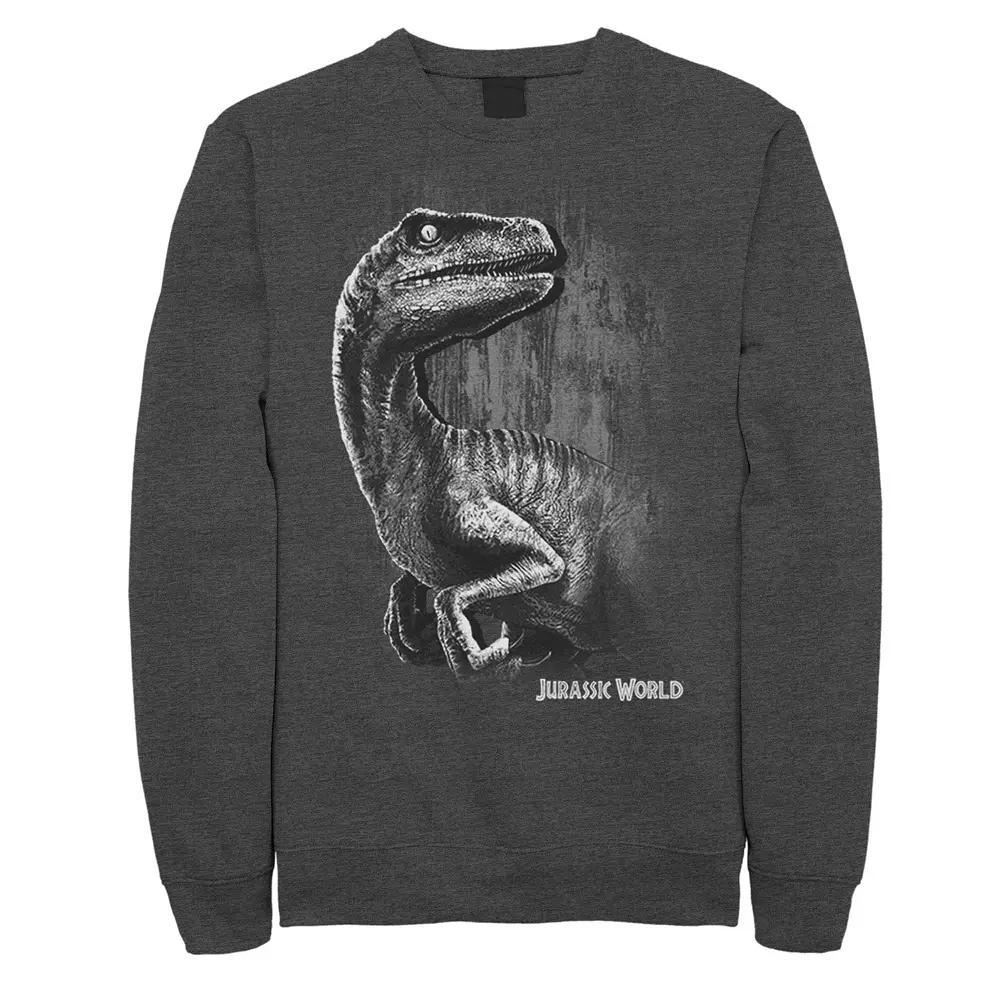 Men's Jurassic World Raptor Grunge Portrait Fleece Pullover, Size: XL, Grey Heather Product Image