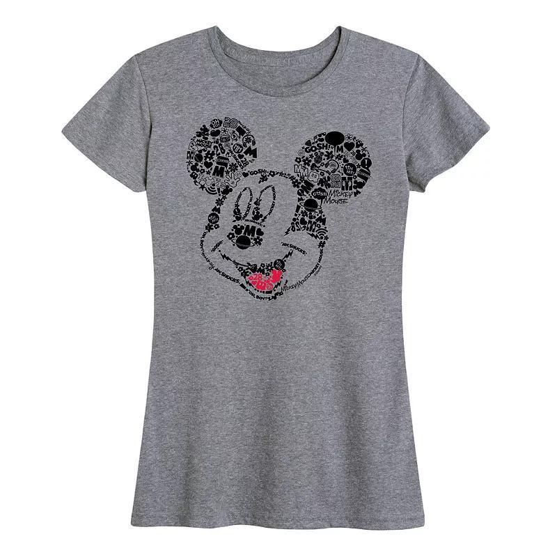 Disney's Mickey Mouse Women's Iconic Fill Graphic Tee, Size: Medium, Grey Gray Product Image