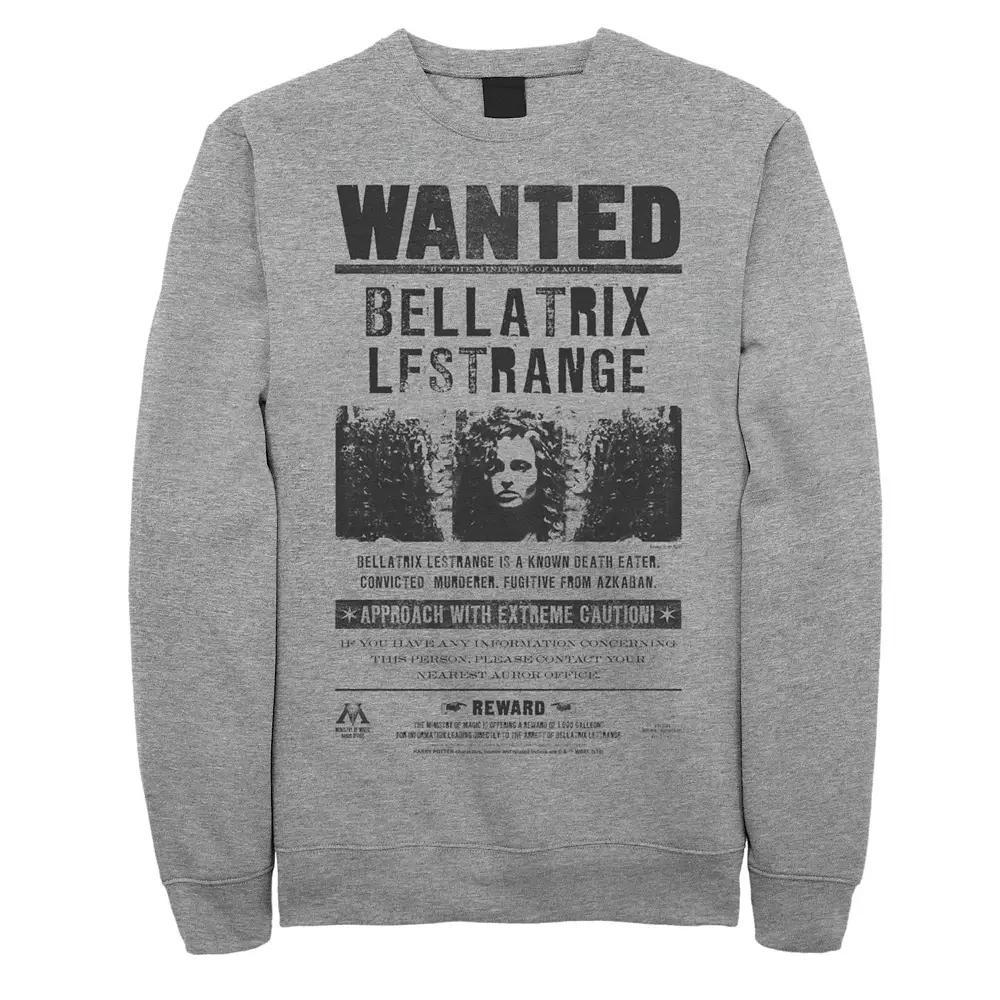 Men's Harry Potter Bellatrix Lestrange Wanted Poster Sweatshirt, Size: Small, Athletic Grey Product Image