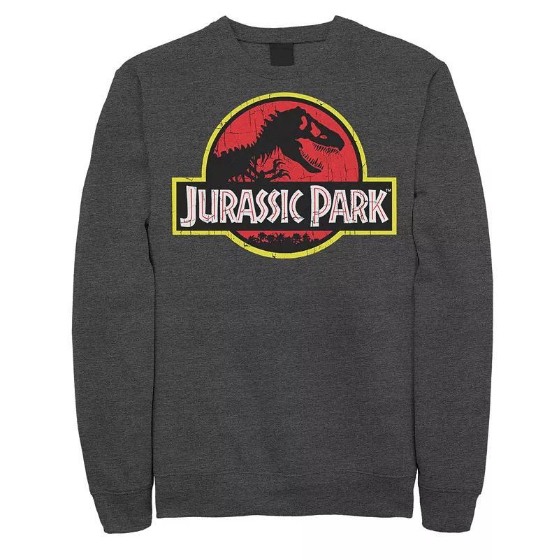 Men's Jurassic Park Classic Original Logo Fleece Graphic Pullover, Size: Medium, Grey Heather Product Image