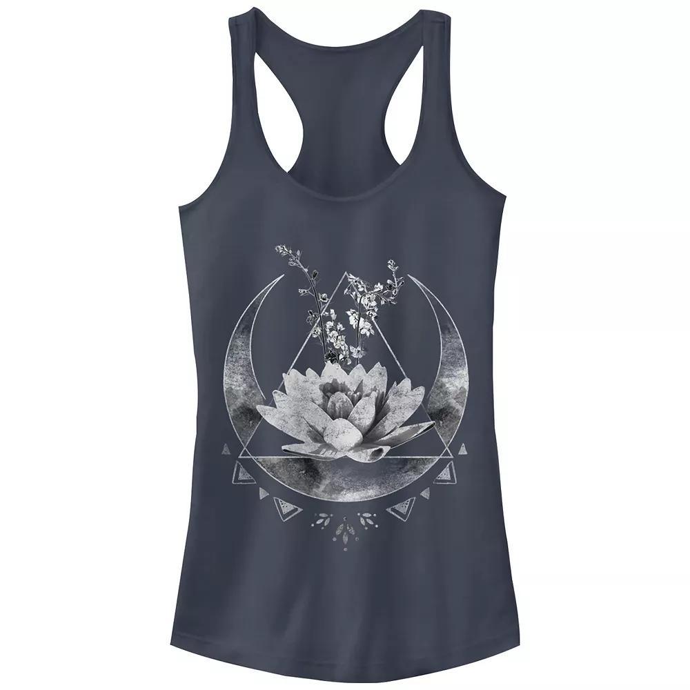 Juniors' Lotus Flower Crescent Moon Tank Top, Girl's, Size: Large, Grey Product Image