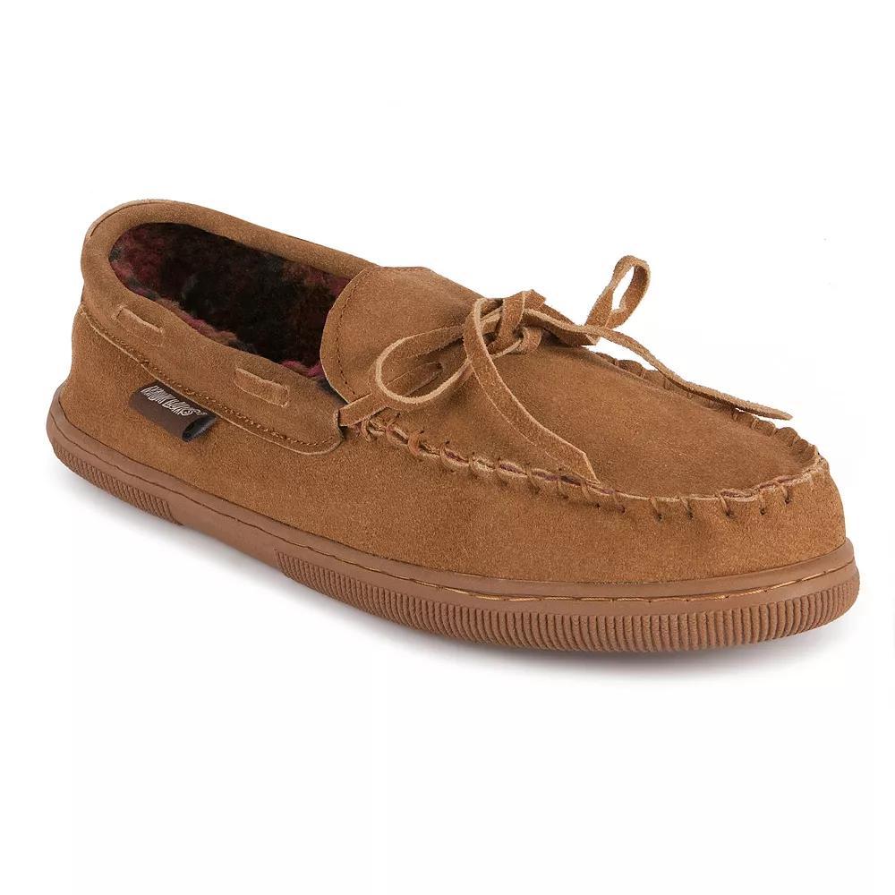 MUK LUKS Paul Mens Printed Berber Suede Moccasin Slippers Brown Product Image