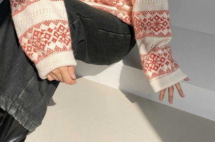 V-Neck Patterned Sweater Product Image