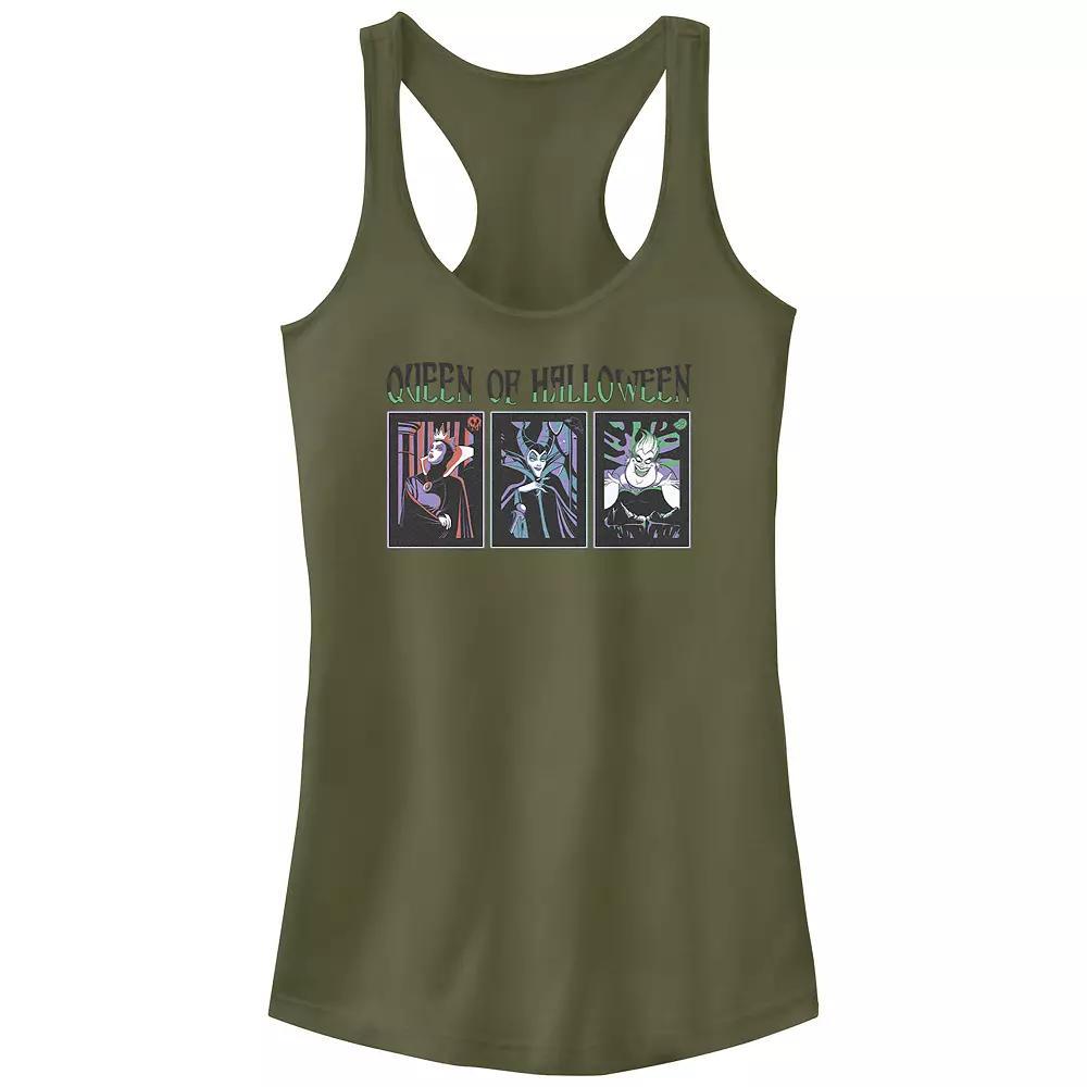 Disney Villains Queen Of Halloween Self Portraits Juniors' Racerback Tank Top, Girl's, Size: XS, Military Green Product Image