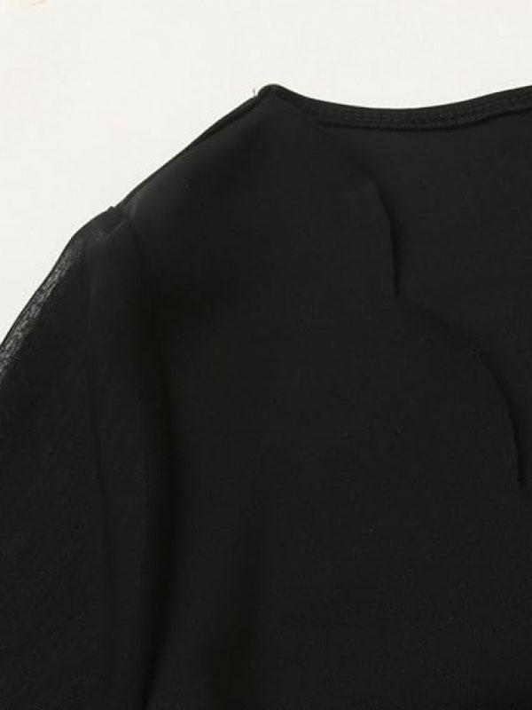 Long Sleeves Loose Elasticity See-Through Split-Joint V-Neck Mini Dresses Product Image